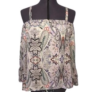 NWT Parker Cold Shoulder Ruffle Top XS Henna Print